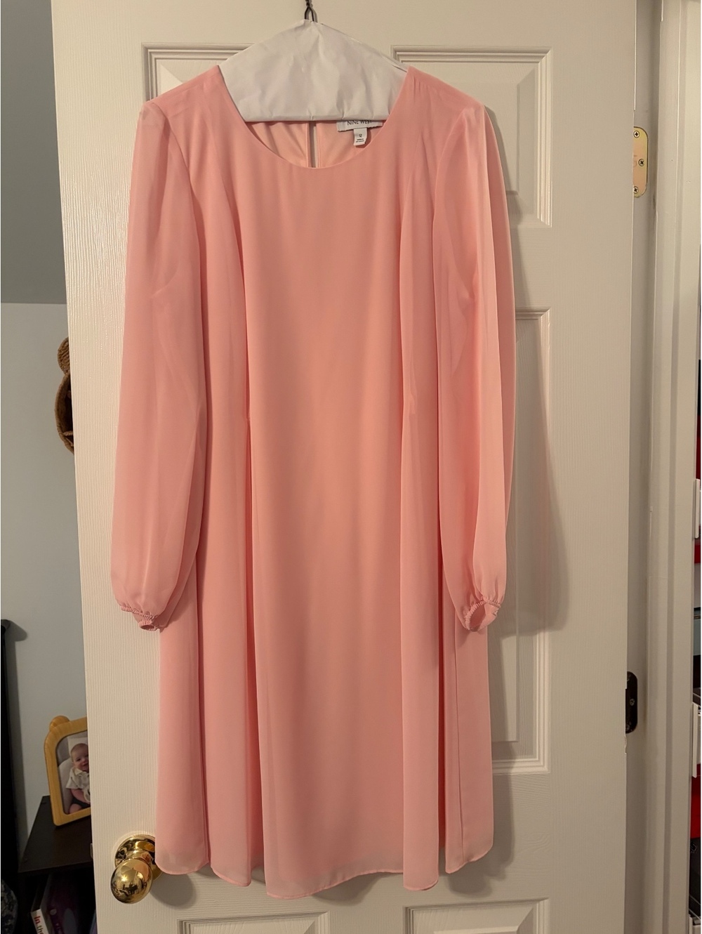 Nine West Blush pink long sleeve shift dress -12